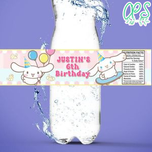 Cinnamoroll Birthday Water Bottle Label Template to Print at Home Instant Download