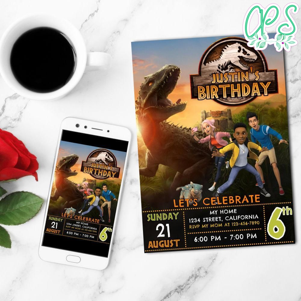 Jurassic World Camp Mobile Invite Customizable Template Instant Download