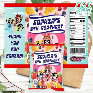 Powerpuff Birthday Party Fruit Snack Bag Digital File Printable Instant Download