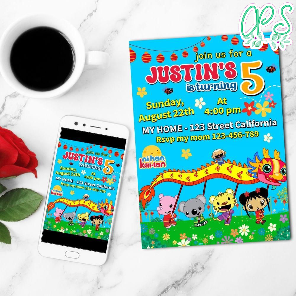 Ni Hao Kai Lan Mobile Invite Customizable Template Instant Download