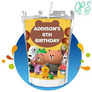 Brown and Friends Capri Sun Birthday Labels Digital File Printable Instant Download