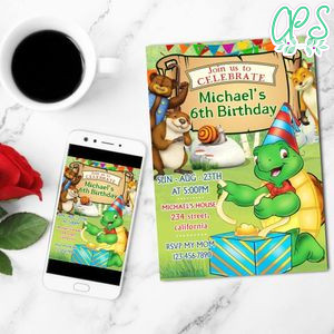 Franklin The Turtle Mobile Invite Customizable Template Instant Download