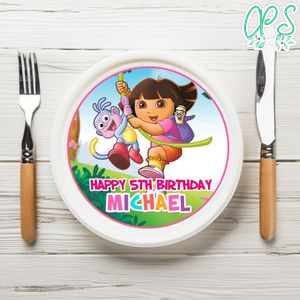 Dora The Explorer Birthday Plate Template Customizable To Print At Home Instant Download