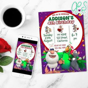 Booba Birthday Invitation Customizable Template to Print at Home Instant Download