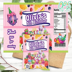 Shopkins Birthday Party Fruit Snack Bag Digital File Printable Instant Download