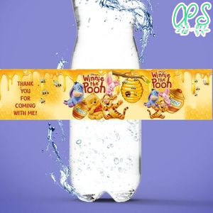 Winnie the Pooh Classic Birthday Water Bottle Label Template to Print at Home Instant Download