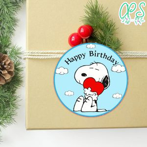 Snoopy Circle Sticker Template Customizable to Print at Home Instant Download