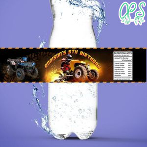 ATV Bottle Label Birthday Water Bottle Label Template to Print at Home Instant Download