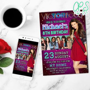 Victorious Birthday Mobile Invite Customizable Template Instant Download