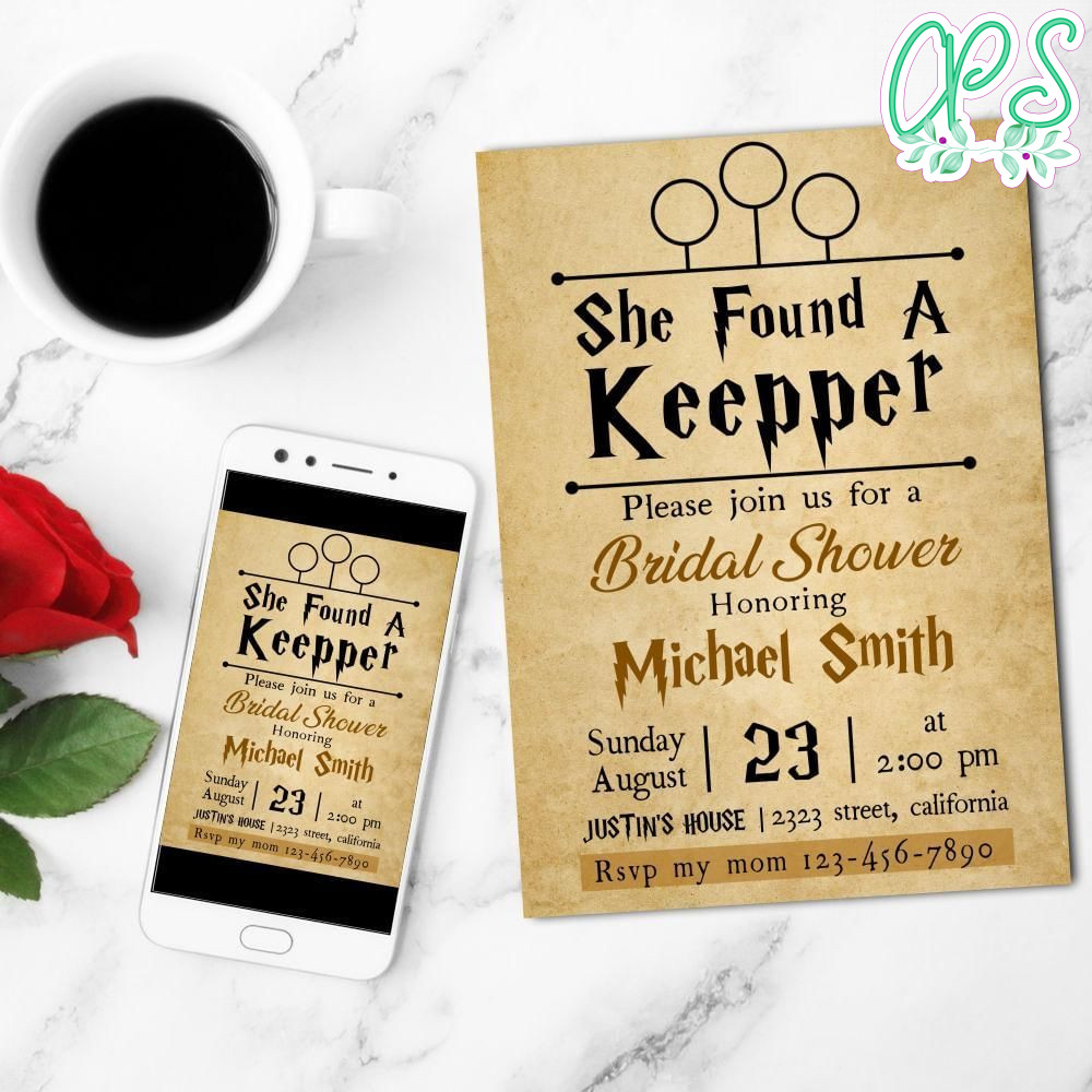 She Found Her Keeper Mobile Invite Customizable Template Instant Download