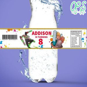 Chainsaw man Birthday Water Bottle Label Template to Print at Home Instant Download