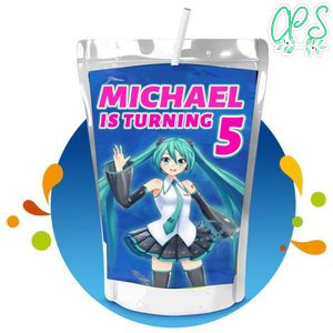 Hatsune Miku Capri Sun Birthday Labels Digital File Printable Instant Download
