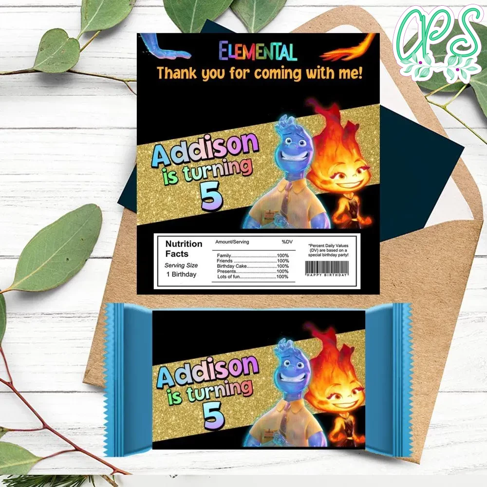 Elemental pixar Candy bar Label Customizable Template DIY ...