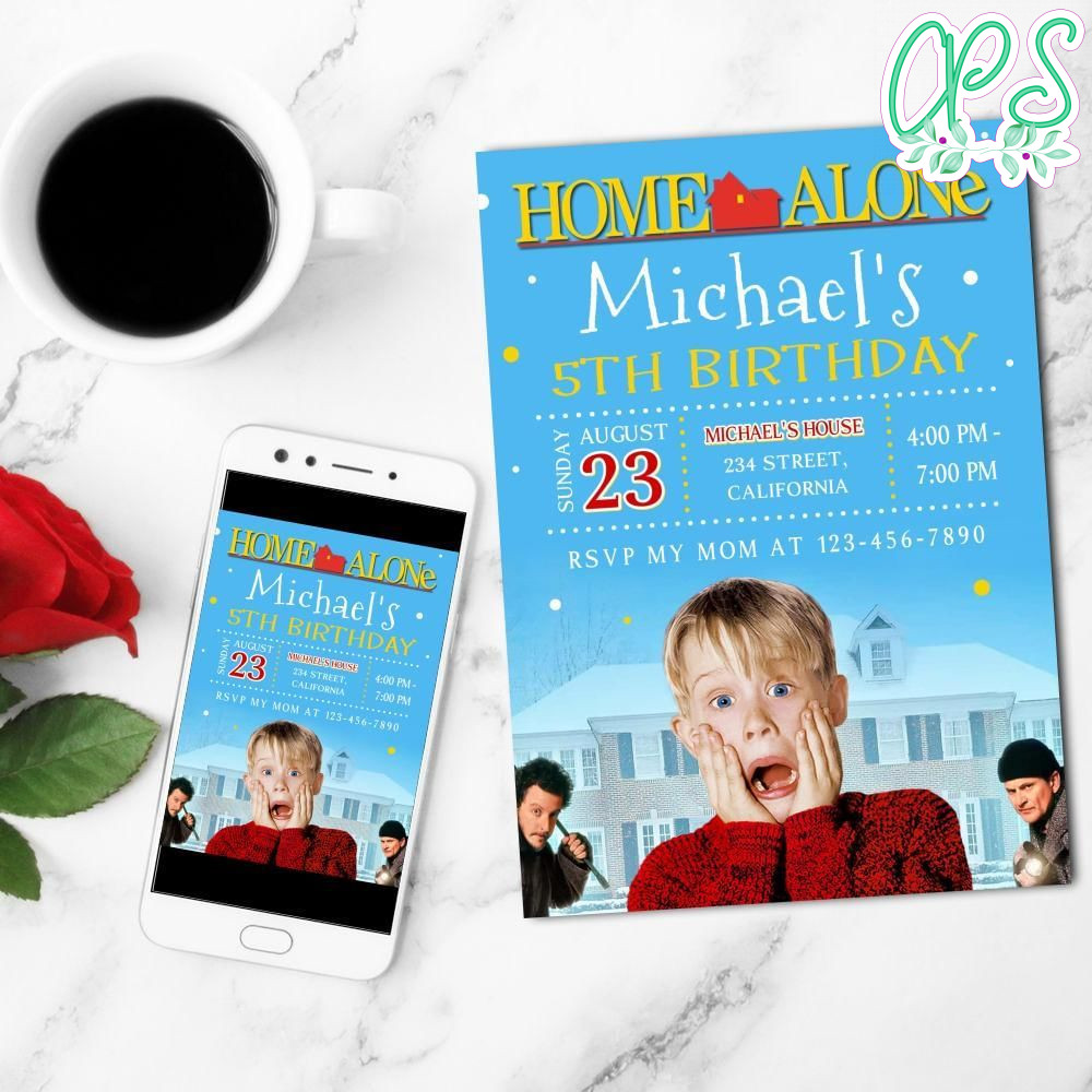 Home Alone Mobile Invite Customizable Template Instant Download