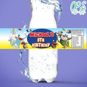 Oggy Birthday Water Bottle Label Template to Print at Home Instant Download