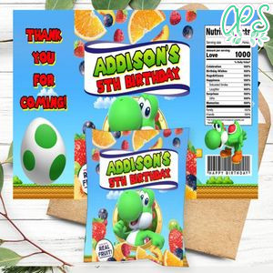 Yoshi Birthday Party Fruit Snack Bag Digital File Printable Instant Download