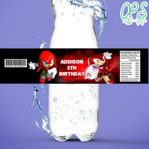 Knuckles Birthday Water Bottle Label Template To Print At Home Instant Download