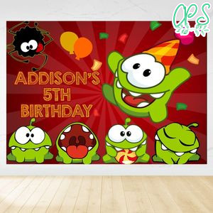 Om nom Birthday Backdrop Digital File Template Instant Download