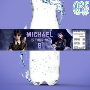 Wednesday Birthday Water Bottle Label Template to Print at Home Instant Download