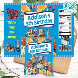 Timmy Time Birthday Party Fruit Snack Bag Digital File Printable Instant Download
