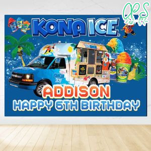 Kona ice Birthday Backdrop Digital File Template Instant Download