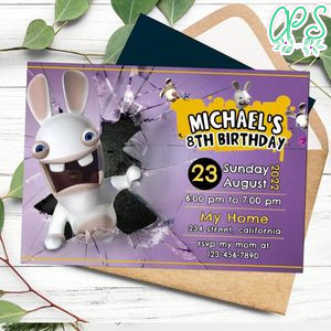 Rabbids Birthday Invitation Customizable Template to Print at Home Instant Download