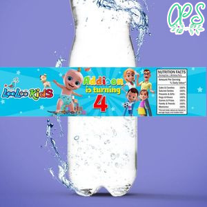 LooLoo Kids Birthday Water Bottle Label Template to Print at Home Instant Download