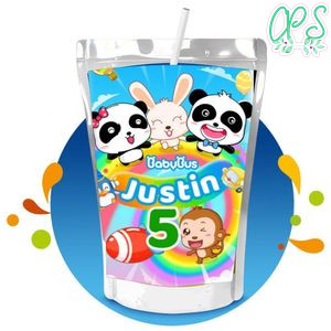 Baby Bus Panda Capri Sun Birthday Labels Digital File Printable Instant Download