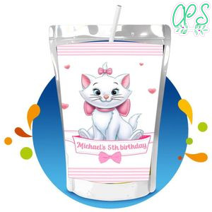 Marie Kitten Capri Sun Birthday Labels Digital File Printable Instant Download