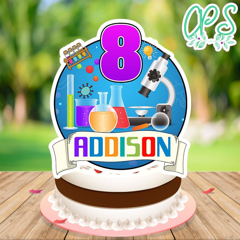 Science Birthday Cake Topper Template Printable | CustomPartyShirts