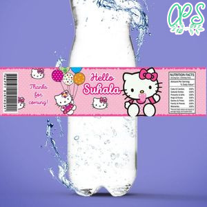 Hello Kitty Baby Shower Water Bottle Label Template to Print at Home Instant Download