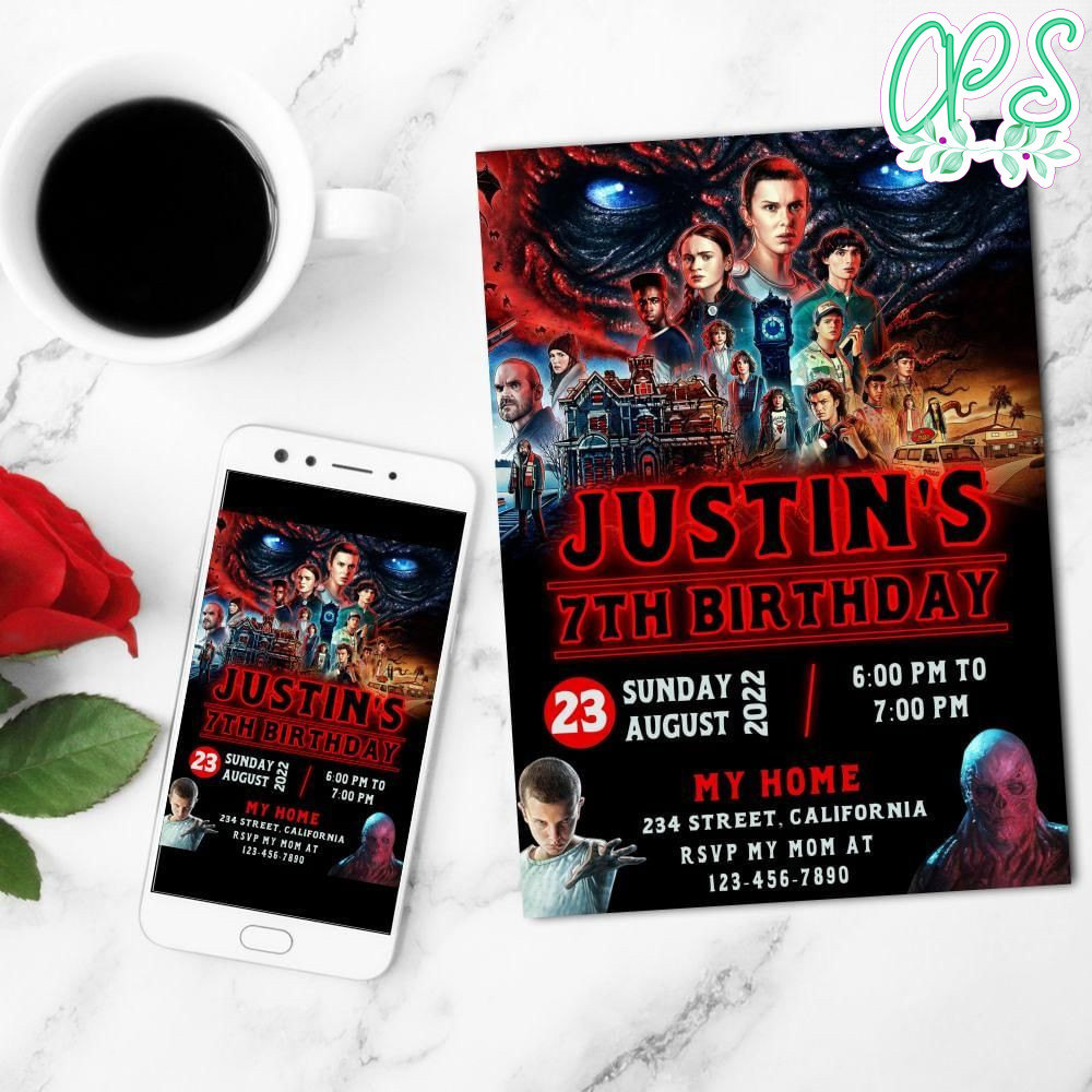 Stranger Things Season 4 Mobile Invite Customizable Template Instant Download