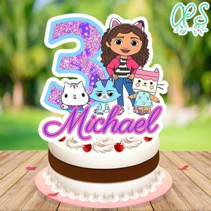 Gabby's Dollhouse Birthday Cake Topper Template Printable Instant Download