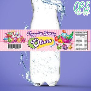 Shopkins Birthday Water Bottle Label Template to Print at Home Instant Download