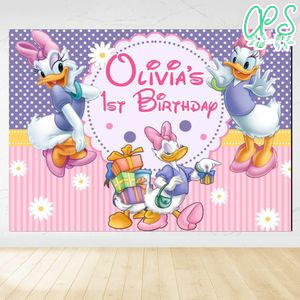 Daisy Duck Birthday Backdrop Digital File Template Instant Download