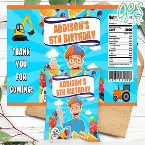 Blippi Birthday Party Fruit Snack Bag Digital File Printable Instant Download