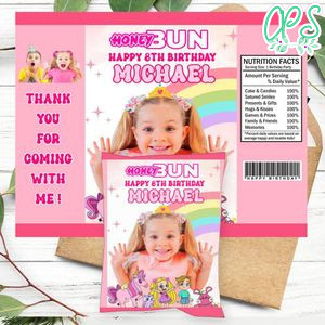 Diana Birthday Honey Buns Snack Bag Label Customizable Instant Download