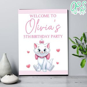 Marie Kitten Birthday Welcome Sign Digital File Printable Instant Download