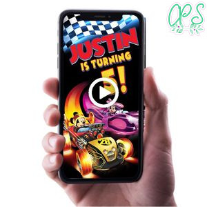 Roadster Racer Birthday Video Invitation Digital Template Customizable Instant Download