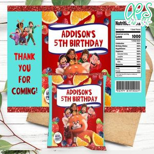 Turning Red Birthday Party Fruit Snack Bag Digital File Printable Instant Download