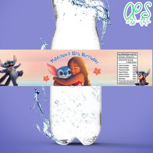 Lilo and stitch 2025 Birthday Water Bottle Label Template to Print at Home Instant Download