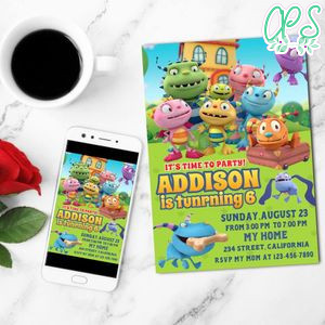 Henry Hugglemonster Birthday Invitation Customizable Template to Print at Home Instant Download