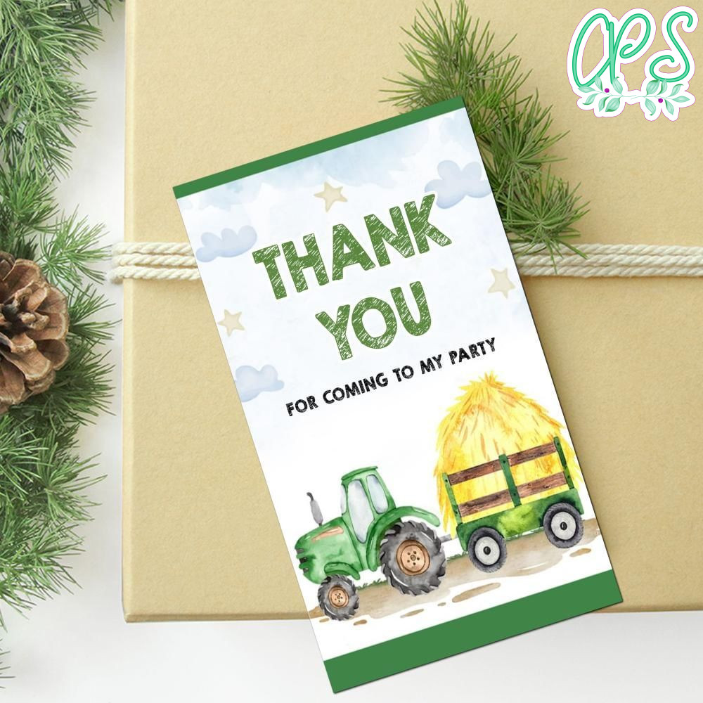 Tractor Thank You Tag Customizable Template To Print At Home Instant Download