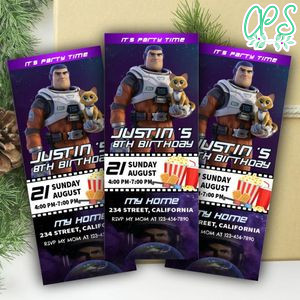 Lightyear Ticket Invitation Customizable Template Instant Download