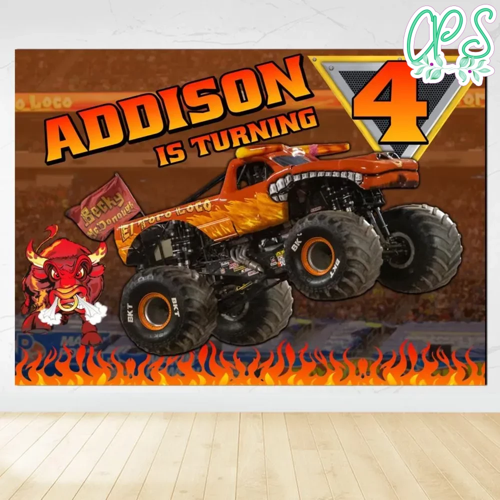 El Toro loco Birthday Backdrop Digital File Template