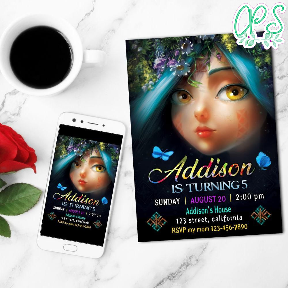 Mavka. The Forest Song Mobile Invite Customizable Template Instant Download