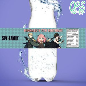 Spy family Birthday Water Bottle Label Template to Print at Home Instant Download