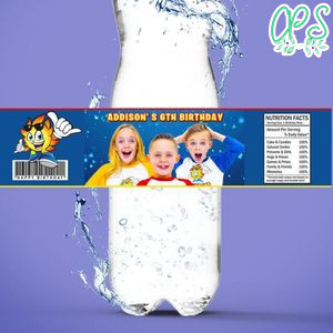 Funsquad Birthday Water Bottle Label Template to Print at Home Instant Download