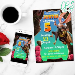 Chickenhare and the hamster Birthday Invitation Customizable Template to Print at Home Instant Download