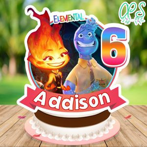 Elemental Pixar Birthday Cake Topper Template Printable Instant Download